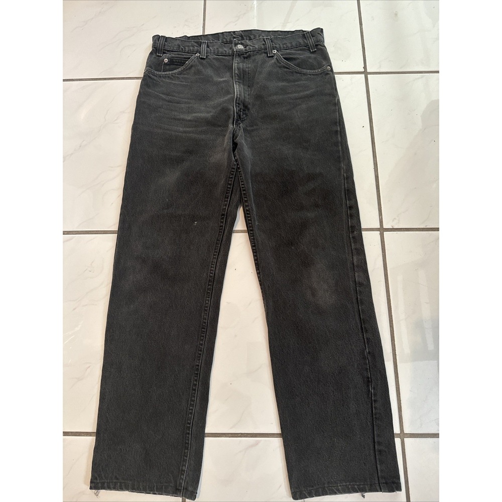 VTG 80's Levis 505 Black Tab 34x29.5 Jeans Straight Leg Faded Paint Splatter Zip